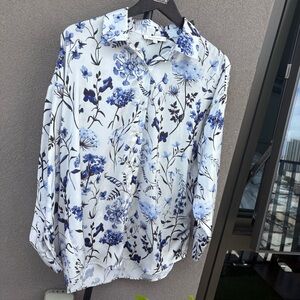 Favorite Daughter ex-boyfriend shirt Floral Blue and White